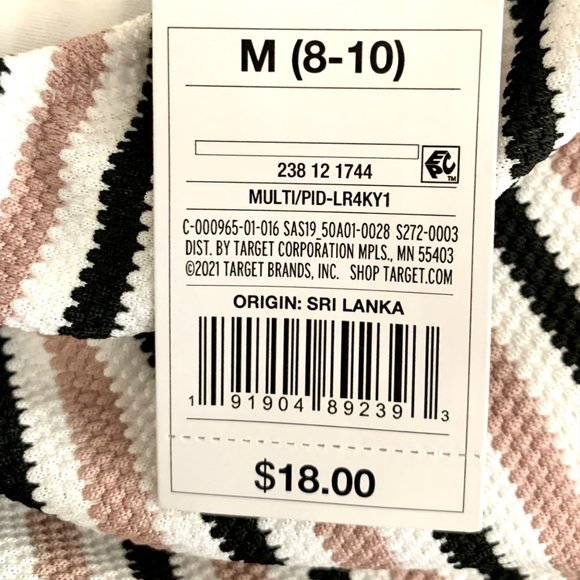 Shade & Shore Striped Pique Cheeky Bikini Bottom Bathing Swim S M - Picture 7 of 9